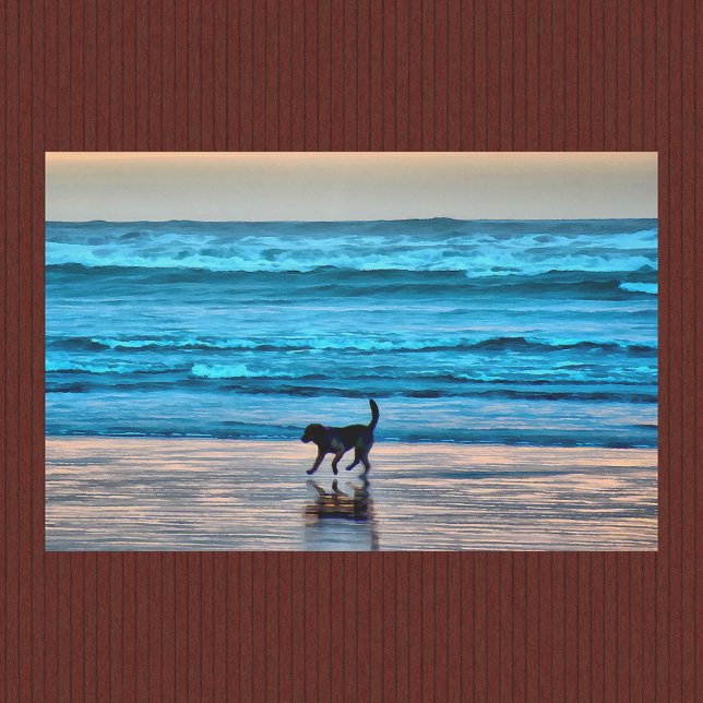 Happy Dog and Reflection on Beach at Sunset Placemat (Creator Uploaded)