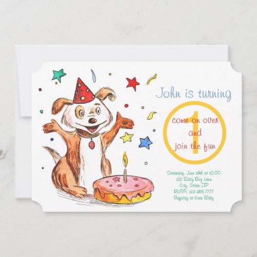 Happy Dog Birthday Cake Party Invitation