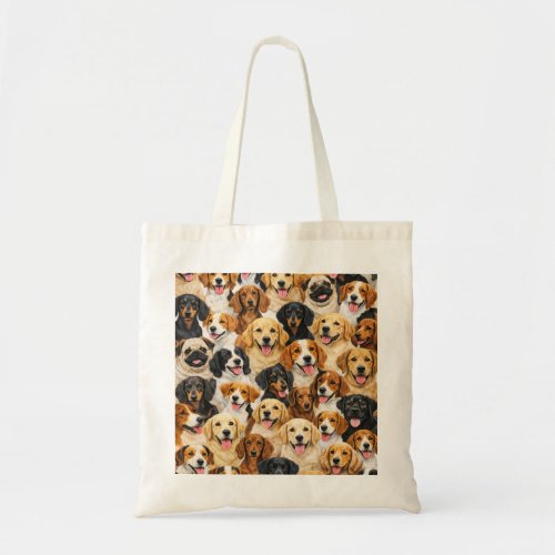 Happy Dog Breeds Pattern Tote Bag