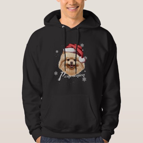 Happy Dog Brown Pomeranian Christmas Santa Hat Hoodie