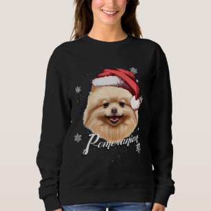 Happy Dog Brown Pomeranian Christmas Santa Hat Sweatshirt