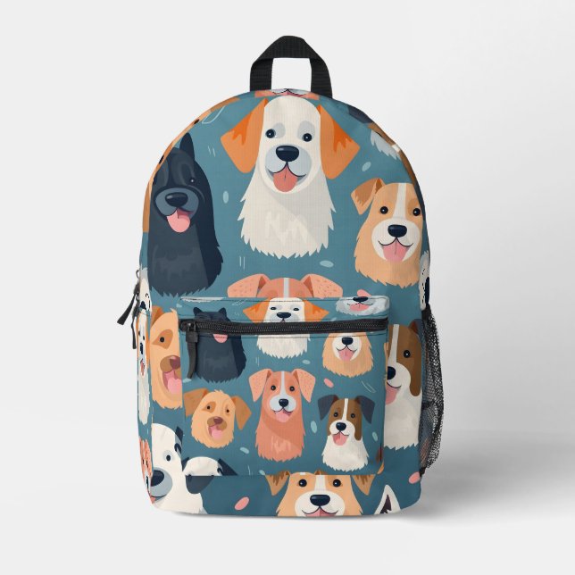 Happy dog collage  printed backpack (Front)