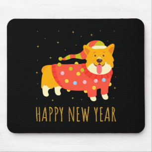 Happy Dog Corgi Celebrating New Year Cozy Christma Mouse Pad