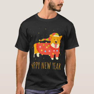 Happy Dog Corgi Celebrating New Year Cozy Christma T-Shirt