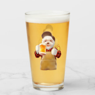 Happy Dog Drinking Beer Glass