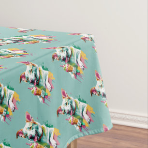 Happy Dog eating an ice-cream Tablecloth