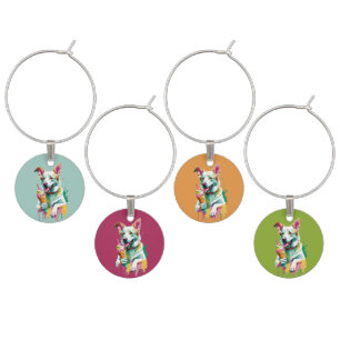 Happy Dog eating an ice-cream Wine Charm