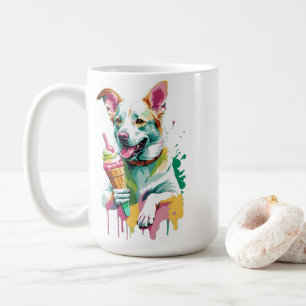 Happy Dog eating an icecream Coffee Mug