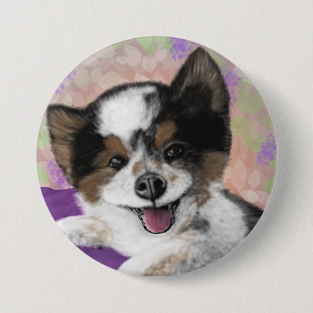 Happy Dog Face Button (Front)