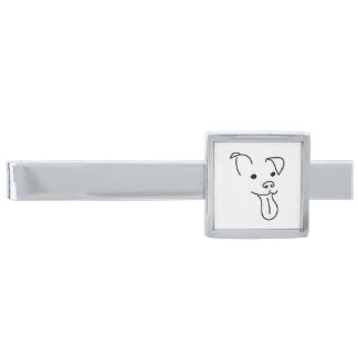 Happy Dog Face Tie Clip