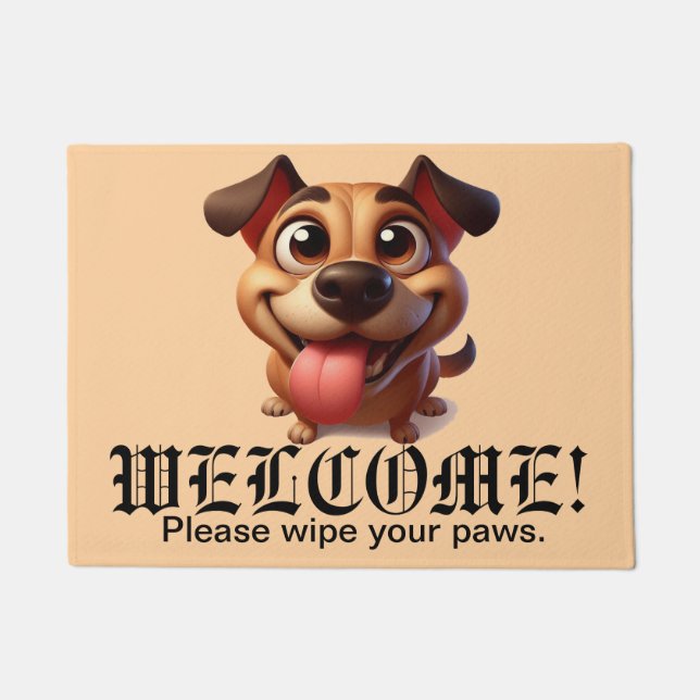 Happy Dog Funny Welcome Mat (Front)
