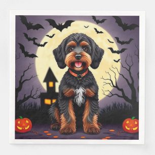 Happy Dog in Halloween Theme Paper Dinner Napkins