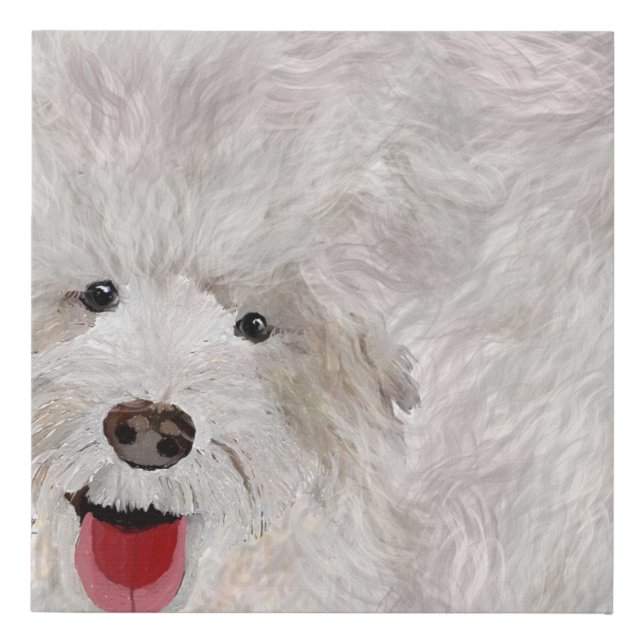 Happy Dog, Labradoodle Smiling Faux Canvas Print (Front)