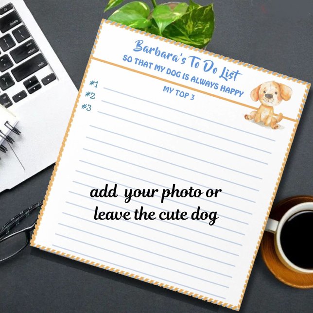 Happy Dog or Photo Personalized To Do Planner  Notepad (Creator Uploaded)