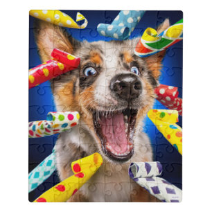 Happy Dog Party Blowers Jigsaw Puzzle