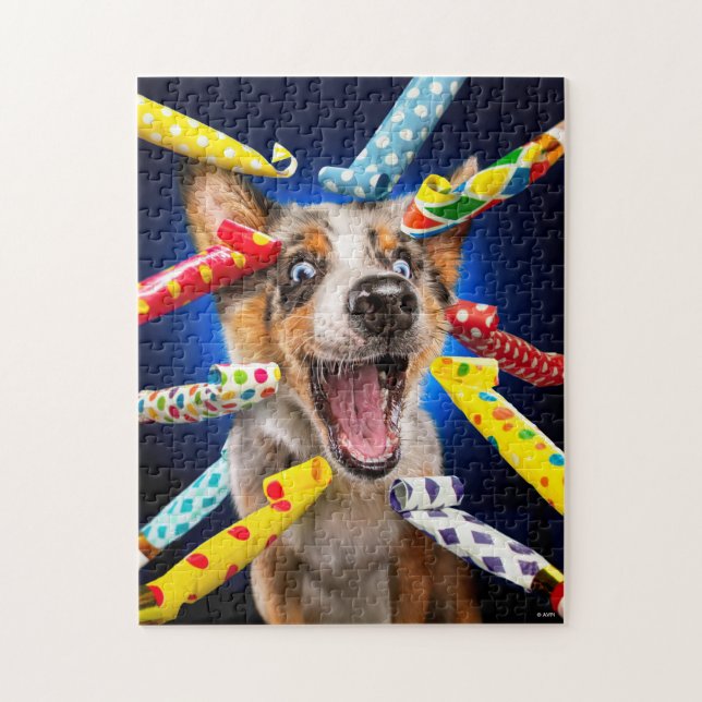 Happy Dog Party Blowers Jigsaw Puzzle (Vertical)