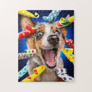 Happy Dog Party Blowers Jigsaw Puzzle