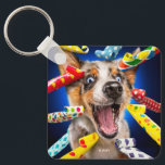 Happy Dog Party Blowers Keychain<br><div class="desc">It's party time! | Avanti,  the Global Humor Brand™ has been entertaining the world with its Feel Good Funny greeting cards for over 40 years. Our characters live life to the fullest and celebrate the humor in everyday life.</div>