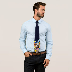 Happy Dog Party Blowers Neck Tie