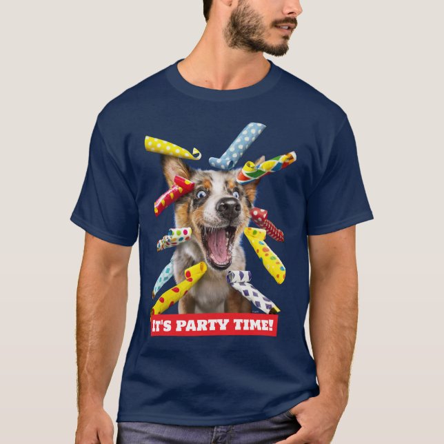 Happy Dog Party Blowers T-Shirt (Front)