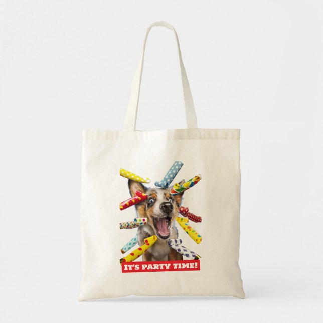Happy Dog Party Blowers Tote Bag (Front)