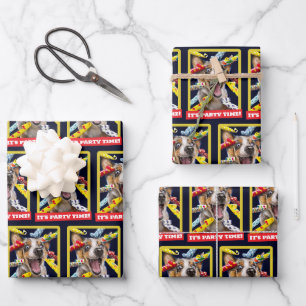 Happy Dog Party Blowers Wrapping Paper Sheets