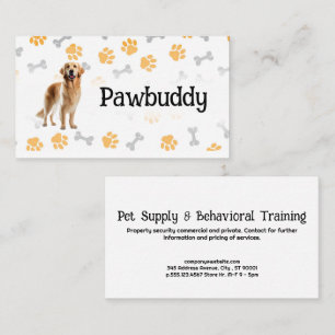 Happy Dog Paw Prints and Bones Business Card