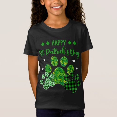 Happy Dog Paws Leopard Print Dog Owners St Patrick T_Shirt