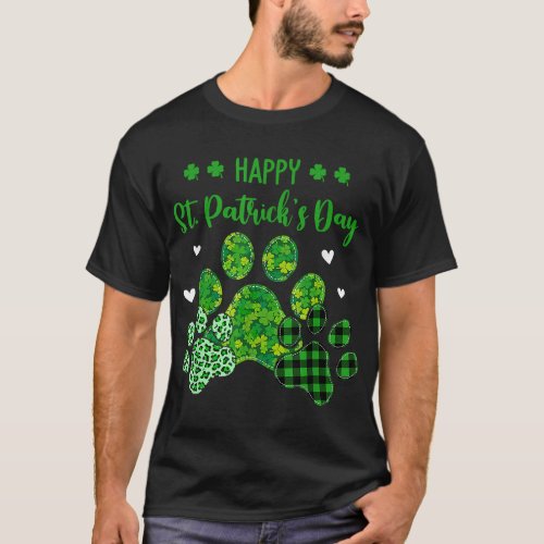 Happy Dog Paws Leopard Print Dog Owners St Patrick T_Shirt