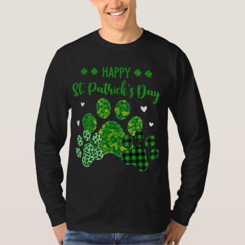 Happy Dog Paws Leopard Print Dog Owners St Patrick T_Shirt