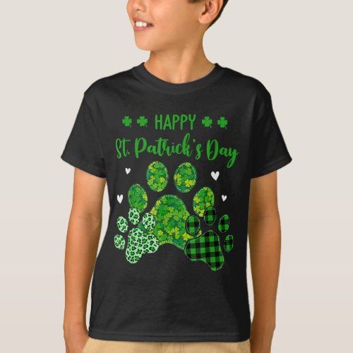 Happy Dog Paws Leopard Print Dog Owners St Patrick T_Shirt