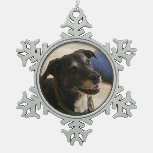 Happy Dog ~ Pewter ornament (Front)