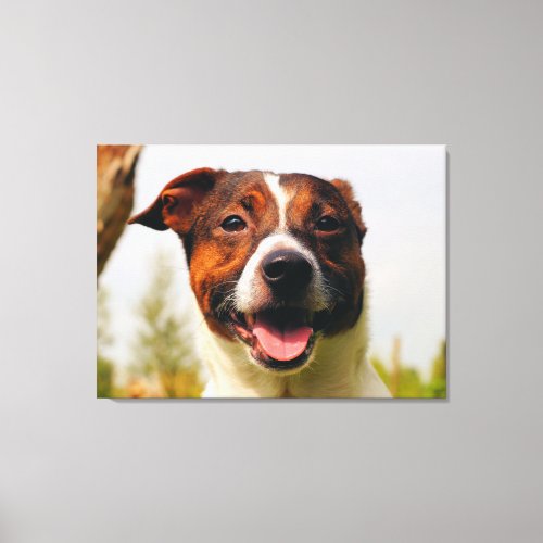 Happy dog portrait canvas print