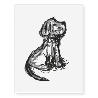 Happy dog puppy doodle design temporary tattoo