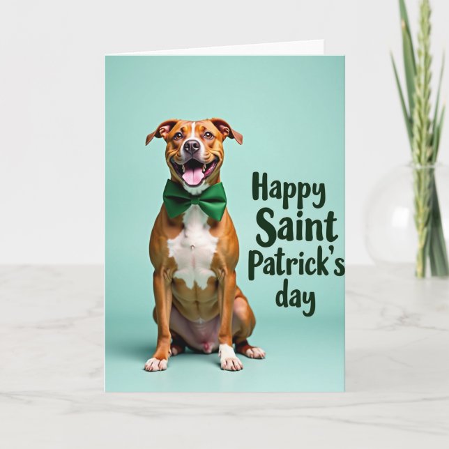 Happy Dog Saint Patricks Day Card (Front)