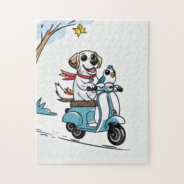 Happy Dog Scooter Adventure Puzzle (Vertical)