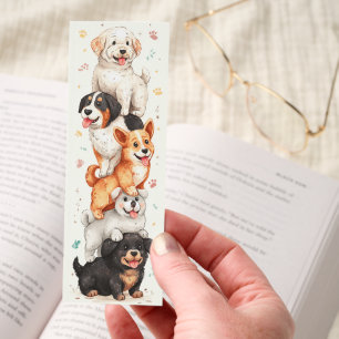 Happy Dog Stack Cartoon Bookmarks
