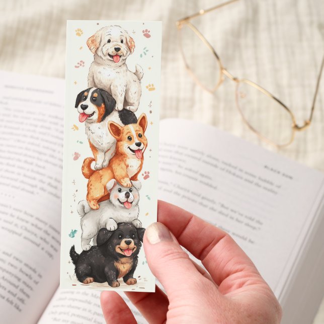 Happy Dog Stack Cartoon Bookmarks (Hand)