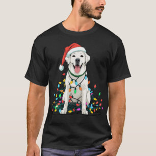 Happy Dog Tangled in Christmas Lights T-Shirt