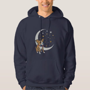 happy dog under a magical moon and stars hoodie