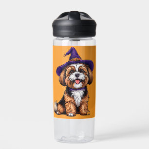Happy Dog Wearing a Witch Hat Water Bottle