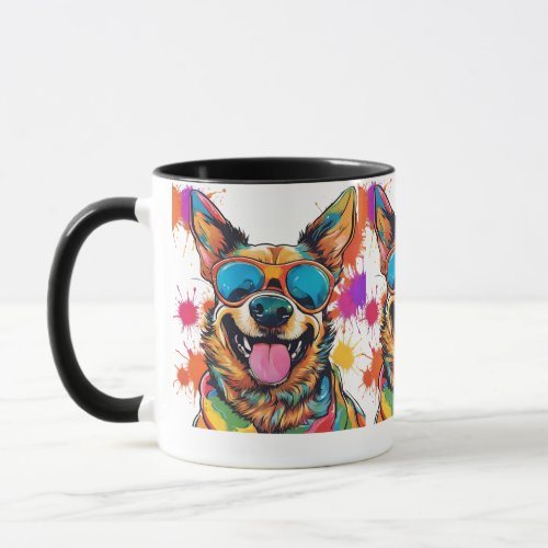 Happy dog wearing glasses style   mug
