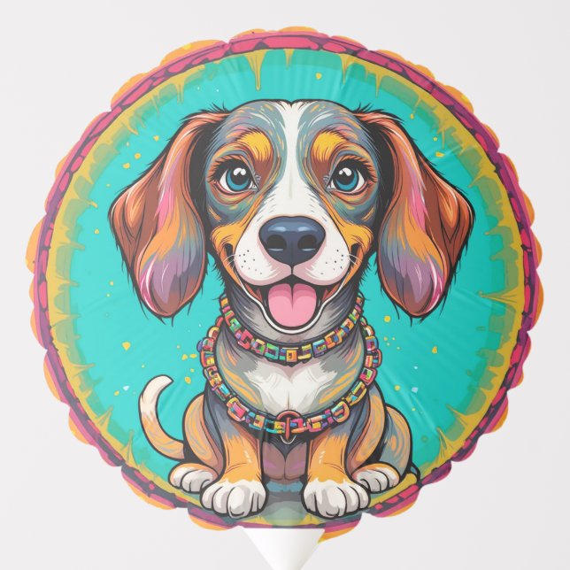 Happy Dog With a Colorful Collar Balloon (Front)