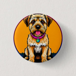 Happy Dog With a Colorful Collar Button