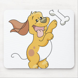 Happy Dog With Bone Mouse Pad