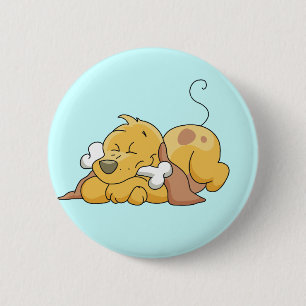 Happy Dog With Bone Tshirts and Gifts Pinback Button