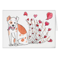 Happy Dog with Hearts Valentine Card