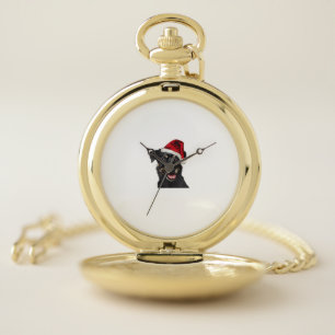 Happy Dog with Santa Claus Hat Costume for Adults Pocket Watch