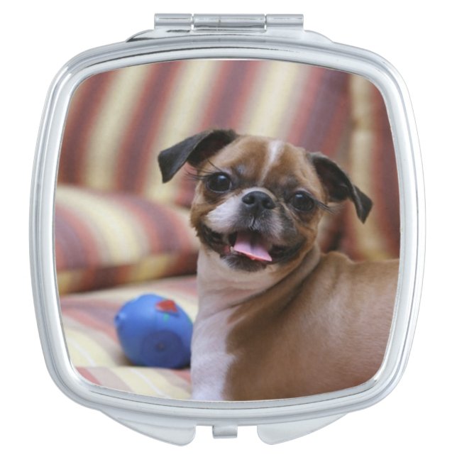 Happy Dog with Toy Compact Mirror (Front)