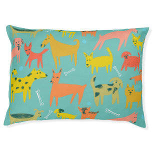 Happy Dogs Colorful Modern Print Pattern Pet Bed